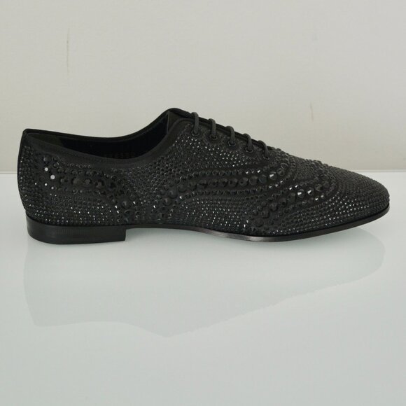 NIB Gucci Womens Satin With Black Crystals Lace Up Shoes
